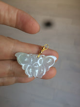 Load image into Gallery viewer, 100% Natural icy watery light green/white 3D Jadeite Jade butterfly pendant AF16
