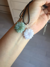 Load image into Gallery viewer, Type A 100% Natural light green/white/purple jadeite Jade flower Pendant PB47
