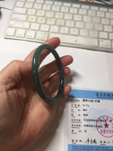 Load image into Gallery viewer, 59.5mm Certified Type A 100% Natural light green/blue/gray Guatemala slim round cut Jadeite bangle BP220-3800
