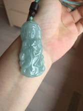 Load image into Gallery viewer, 100% natural white grade A light green white jadeite jade Guanyin pendants AU20-1
