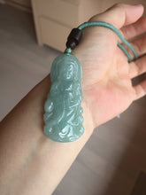 Load image into Gallery viewer, 100% natural white grade A light green white jadeite jade Guanyin pendants AU20-1
