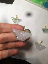 Load image into Gallery viewer, 100% Natural icy watery light green/white 3D Jadeite Jade butterfly pendant AF16
