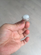 Load image into Gallery viewer, 100% natural type A white four-prong jadeite jade ring BP138
