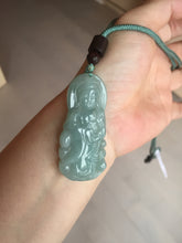 Load image into Gallery viewer, 100% natural white grade A light green white jadeite jade Guanyin pendants AU20-1
