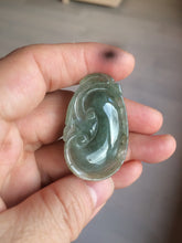 Load image into Gallery viewer, 100% Natural type A dark green/light green/gray jadeite Jade RuYi(如意) pendant BF75
