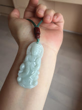 Load image into Gallery viewer, 100% natural white grade A light green white jadeite jade Guanyin pendants AU20-2
