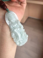 Load image into Gallery viewer, 100% natural white grade A light green white jadeite jade Guanyin pendants AU20-2
