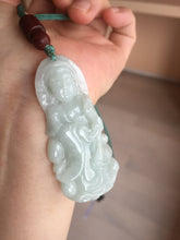 Load image into Gallery viewer, 100% natural white grade A light green white jadeite jade Guanyin pendants AU20-2
