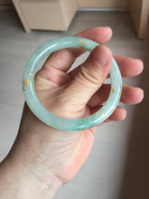 Load image into Gallery viewer, 53mm 100% Natural type A icy watery sunny green carved and golden-painted round cut Jadeite Jade bangle PA173-0228
