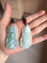 Load image into Gallery viewer, 100% natural white grade A light green white jadeite jade Guanyin pendants AU20-1
