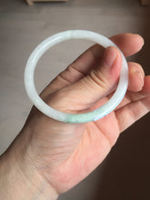 Load image into Gallery viewer, 56mm 100% natural Type A icy watery light green white slim round cut jadeite jade bangle AD110-8098
