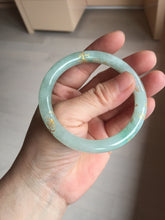 Load image into Gallery viewer, 53mm 100% Natural type A icy watery sunny green carved and golden-painted round cut Jadeite Jade bangle PA173-0228
