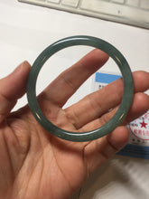 Load image into Gallery viewer, 59.5mm Certified Type A 100% Natural light green/blue/gray Guatemala slim round cut Jadeite bangle BP221-8433
