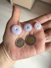 Load image into Gallery viewer, Type A 100% Natural light purple white Jadeite Jade Safety Guardian Button donuts Pendant group BP55
