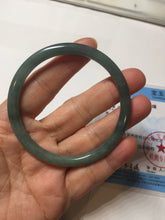 Load image into Gallery viewer, 59.5mm Certified Type A 100% Natural light green/blue/gray Guatemala slim round cut Jadeite bangle BP221-8433
