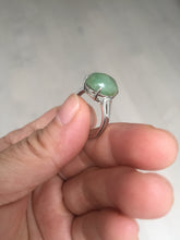 Load image into Gallery viewer, 100% natural type A green brown gray four-prong jadeite jade ring BP140
