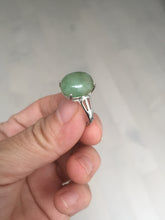 Load image into Gallery viewer, 100% natural type A green brown gray four-prong jadeite jade ring BP140
