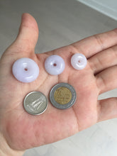 Load image into Gallery viewer, Type A 100% Natural light purple white Jadeite Jade Safety Guardian Button donuts Pendant group BP55
