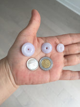 Load image into Gallery viewer, Type A 100% Natural light purple white Jadeite Jade Safety Guardian Button donuts Pendant group BP55
