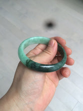 Load image into Gallery viewer, 52.6mm certified 100% natural Type A apple green/dark green jadeite jade bangle H116-2848
