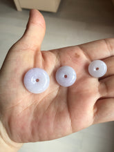 Load image into Gallery viewer, Type A 100% Natural light purple white Jadeite Jade Safety Guardian Button donuts Pendant group BP55
