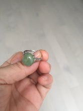 Load image into Gallery viewer, 100% natural type A green brown gray four-prong jadeite jade ring BP140
