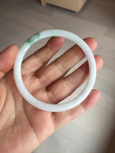 Load image into Gallery viewer, 59.5mm certified 100% natural white sunny green floating flowers slim round cut oval jadeite jade bangle BL87-4664

