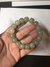 Load image into Gallery viewer, 12x10.9mm 100% Natural light green/yellow vintage style nephrite Hetian Jade bead bracelet HE94
