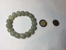 Load image into Gallery viewer, 12x10.9mm 100% Natural light green/yellow vintage style nephrite Hetian Jade bead bracelet HE94
