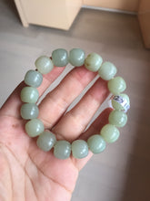 Load image into Gallery viewer, 12x10.9mm 100% Natural light green/yellow vintage style nephrite Hetian Jade bead bracelet HE94
