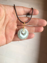 Load image into Gallery viewer, Type A 100% Natural icy light green Jadeite Jade safety Guardian ring Pendant (子母扣) AQ64
