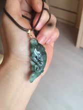 Load image into Gallery viewer, 100% Natural clear blue/dark green/yellow jadeite jade 3D fish Pendant/handhold worry stone/Desk decoration BG49
