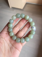 Load image into Gallery viewer, 12x10.9mm 100% Natural light green/yellow vintage style nephrite Hetian Jade bead bracelet HE94
