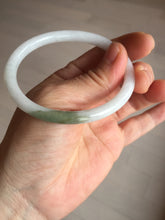 Load image into Gallery viewer, 53.5mm certified 100% natural light green white slim round cut oval jadeite jade bangle BL85-4662
