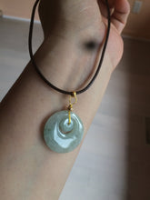 Load image into Gallery viewer, Type A 100% Natural icy light green Jadeite Jade safety Guardian ring Pendant (子母扣) AQ64
