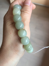 Load image into Gallery viewer, 12x10.9mm 100% Natural light green/yellow vintage style nephrite Hetian Jade bead bracelet HE94
