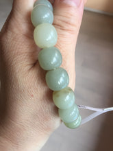 Load image into Gallery viewer, 12x10.9mm 100% Natural light green/yellow vintage style nephrite Hetian Jade bead bracelet HE94
