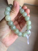 Load image into Gallery viewer, 12x10.9mm 100% Natural light green/yellow vintage style nephrite Hetian Jade bead bracelet HE94
