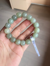 Load image into Gallery viewer, 12x10.9mm 100% Natural light green/yellow vintage style nephrite Hetian Jade bead bracelet HE94
