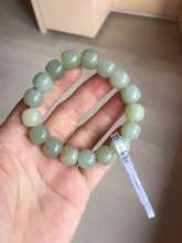 Load image into Gallery viewer, 12x10.9mm 100% Natural light green/yellow vintage style nephrite Hetian Jade bead bracelet HE94
