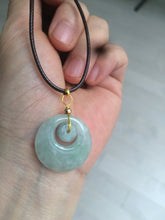 Load image into Gallery viewer, Type A 100% Natural icy light green Jadeite Jade safety Guardian ring Pendant (子母扣) AQ64
