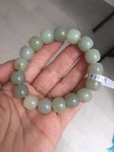 Load image into Gallery viewer, 12x10.9mm 100% Natural light green/yellow vintage style nephrite Hetian Jade bead bracelet HE94
