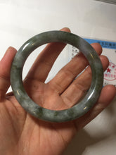 Load image into Gallery viewer, 58.4mm Certified Type A 100% Natural dark green/purple/gray round cut Jadeite Jade bangle AU24-0244
