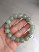 Load image into Gallery viewer, 12x10.9mm 100% Natural light green/yellow vintage style nephrite Hetian Jade bead bracelet HE94
