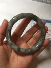 Load image into Gallery viewer, 58.4mm Certified Type A 100% Natural dark green/purple/gray round cut Jadeite Jade bangle AU24-0244
