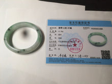 Load image into Gallery viewer, 48.5mm Certified Type A 100% Natural icy light green/white oval Jadeite Jade bangle K101-1696
