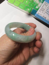 Load image into Gallery viewer, 48.5mm Certified Type A 100% Natural icy light green/white oval Jadeite Jade bangle K101-1696
