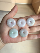 Load image into Gallery viewer, 23-26mm Type A 100% Natural light purple green yellow white Jadeite Jade Safety Guardian Button donuts Pendant group BP65
