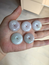 Load image into Gallery viewer, 23-26mm Type A 100% Natural light purple green yellow white Jadeite Jade Safety Guardian Button donuts Pendant group BP65
