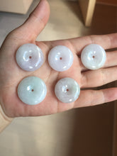 Load image into Gallery viewer, 23-26mm Type A 100% Natural light purple green yellow white Jadeite Jade Safety Guardian Button donuts Pendant group BP65
